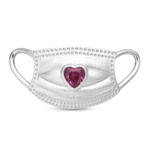 HERO CHARMS Simulated Ruby Color Diamond Mask Pendant Charm in Sterling Silver