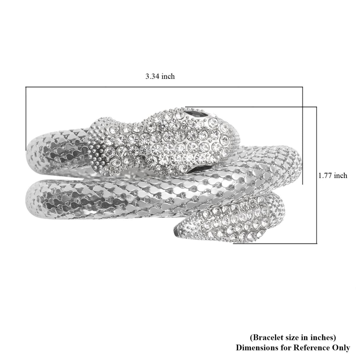 Resin and Simulated Mystic White Crystal Snake Bracelet in Rosetone (6.50 In) image number 4