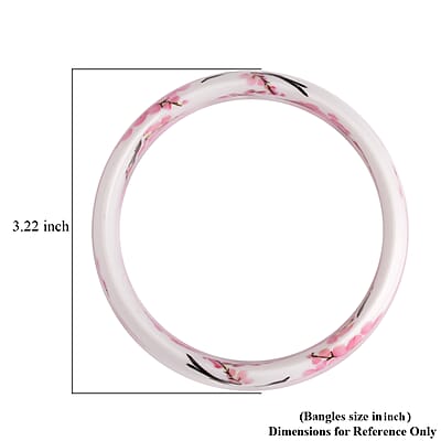 Ceramic Bangle Bracelet, Flower Bangles, Bird Pattern Bracelet, Floral Jewelry For Women (8.25 In)