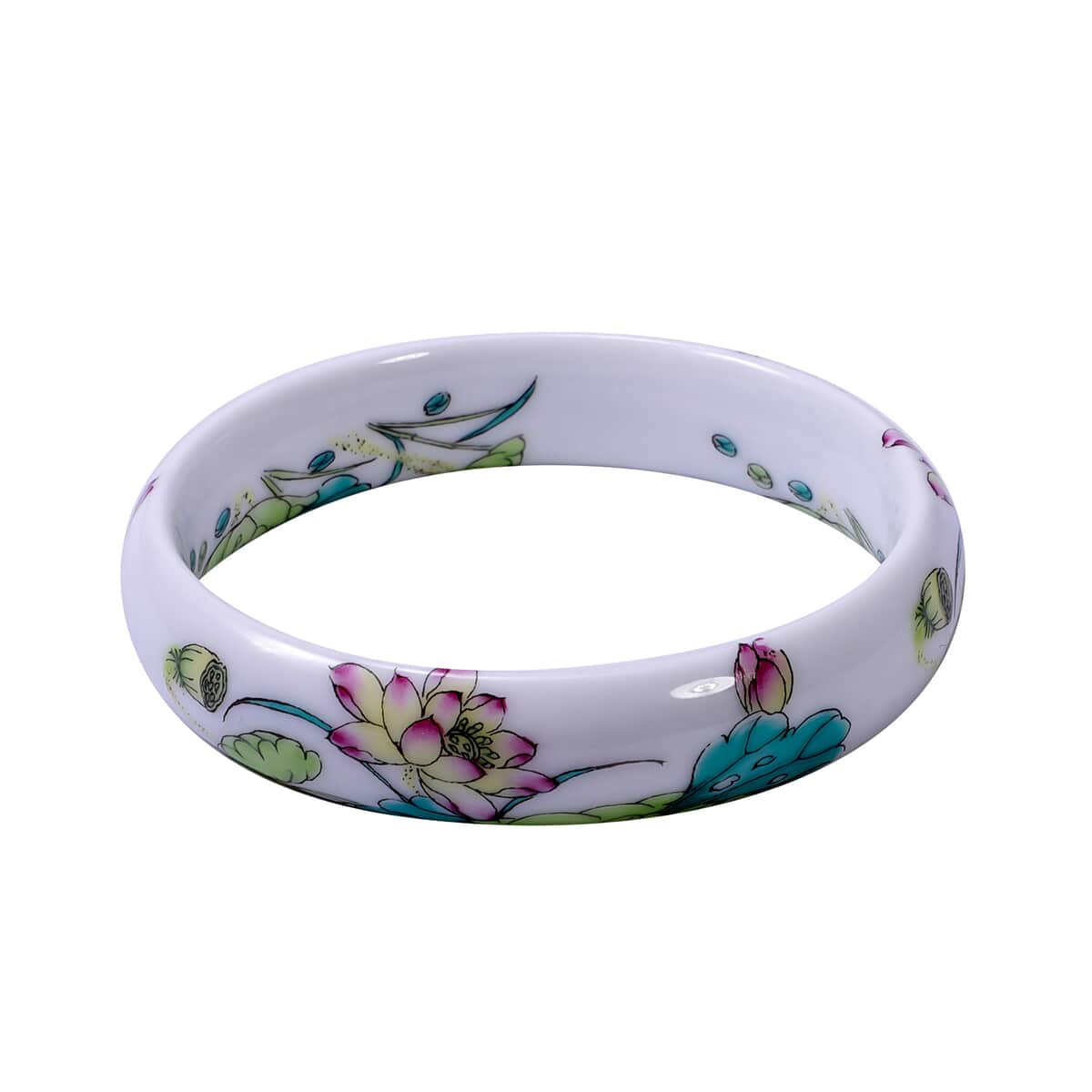 Ceramic Flower Pattern Bangle Bracelet (8.25 In) 227.50 ctw image number 0