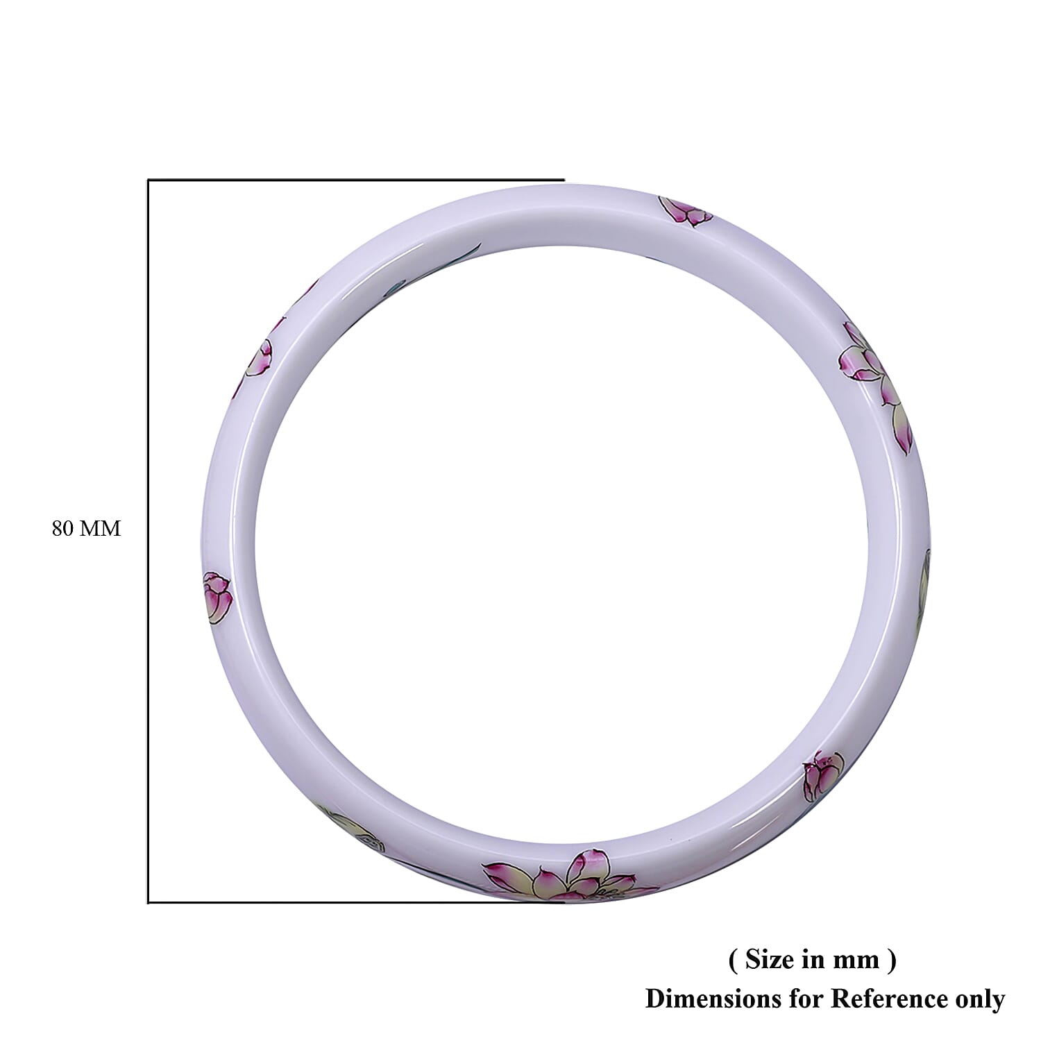 Ceramic Flower Pattern Bangle Bracelet (8.25 In) 227.50 ctw