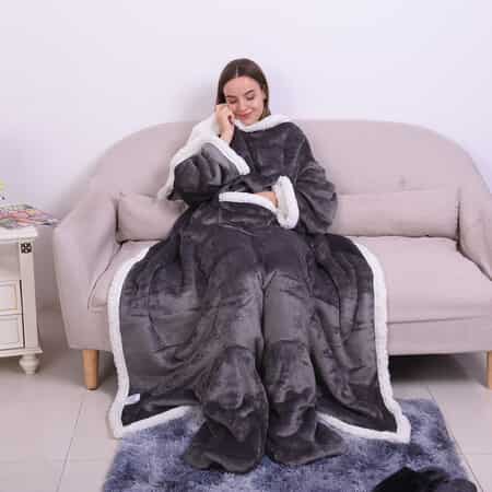 Buy Homesmart Dark Gray and White Super Soft Flannel-Sherpa TV Blanket at  ShopLC.