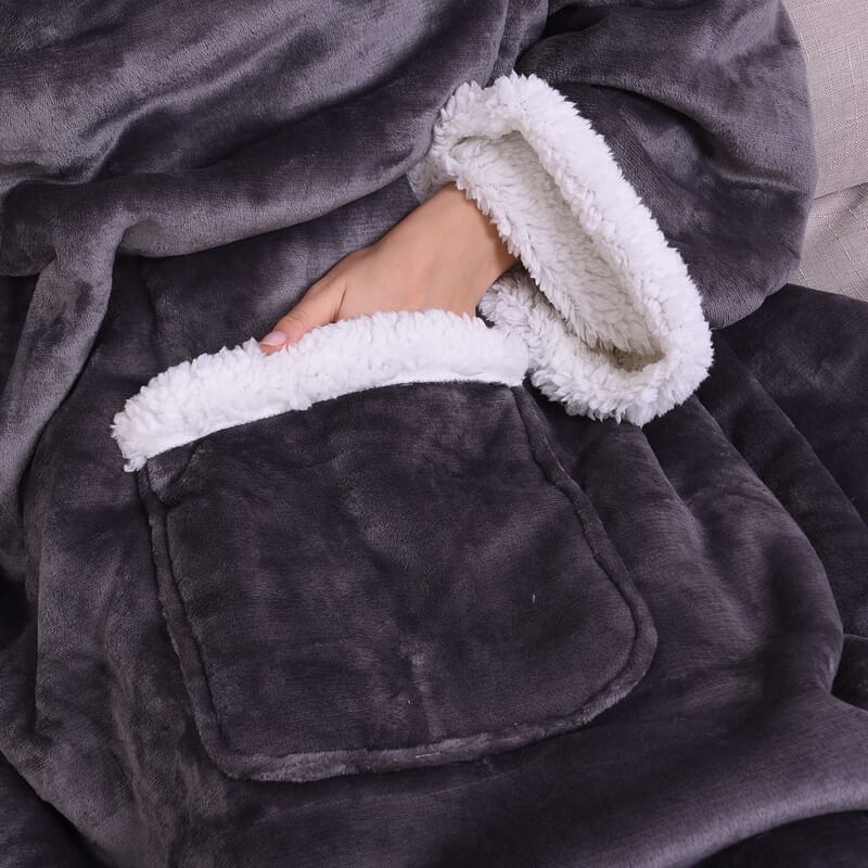 Homesmart Dark Gray and White Super Soft Flannel-Sherpa TV Blanket
