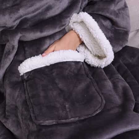 Homesmart Dark Gray and White Super Soft Flannel-Sherpa TV Blanket image number 3