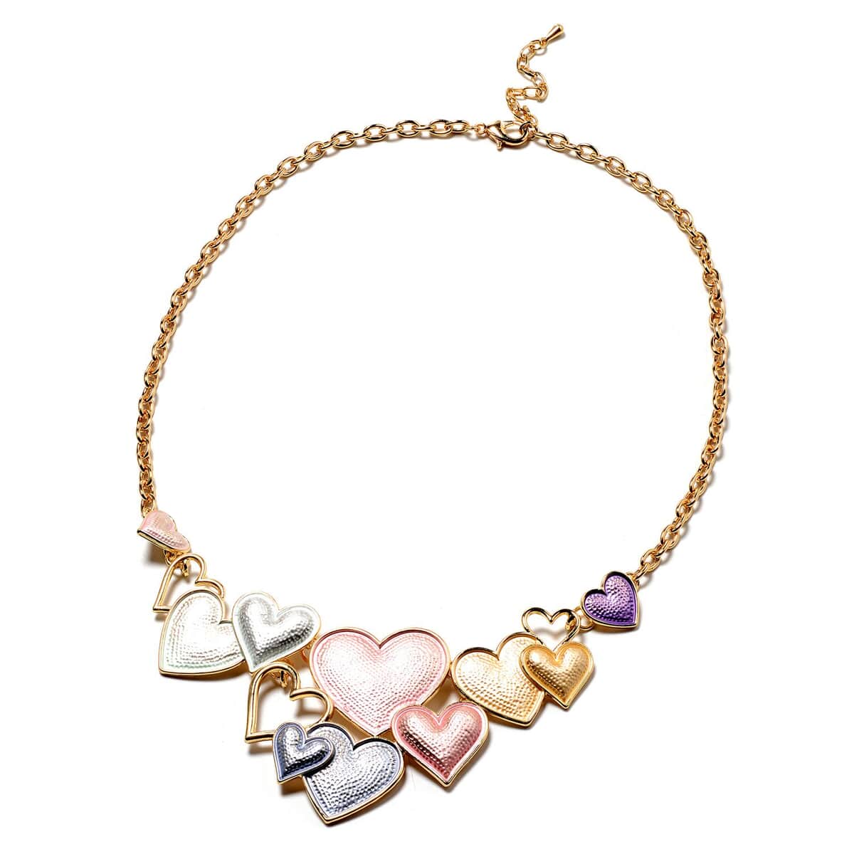 Enameled Heart Necklace 20-22 Inches in Goldtone image number 0