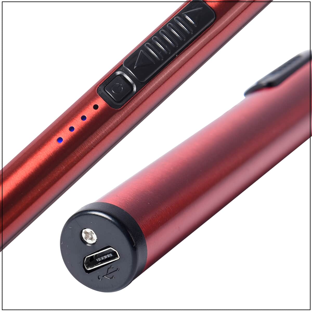 Electric Rechargeable Arc Candle Lighter Windproof Flameless with LED Battery Display and Longer 360° Rotation Flexible Neck - Red image number 4