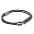 South African Yellow Tiger's Eye Genuine Leather Men's Bracelet with Magnetic Lock in Black Oxidized Stainless Steel (8.00 In) 19.15 ctw image number 2