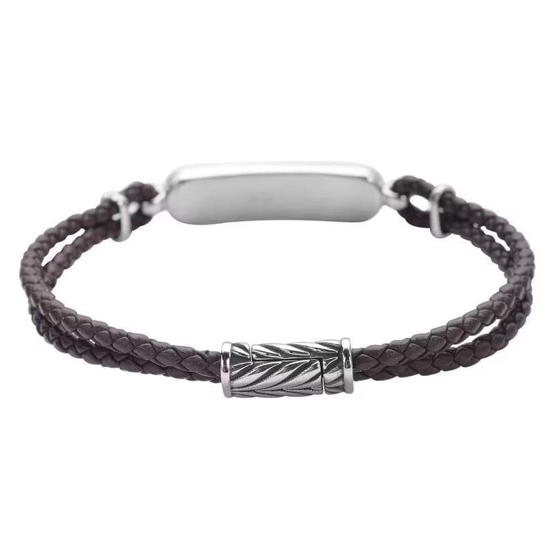 Yellow Tiger's Eye Genuine Leather Men's Bracelet in with Magnetic Lock Black Oxidized Stainless Steel (8.00 In) 19.15 ctw