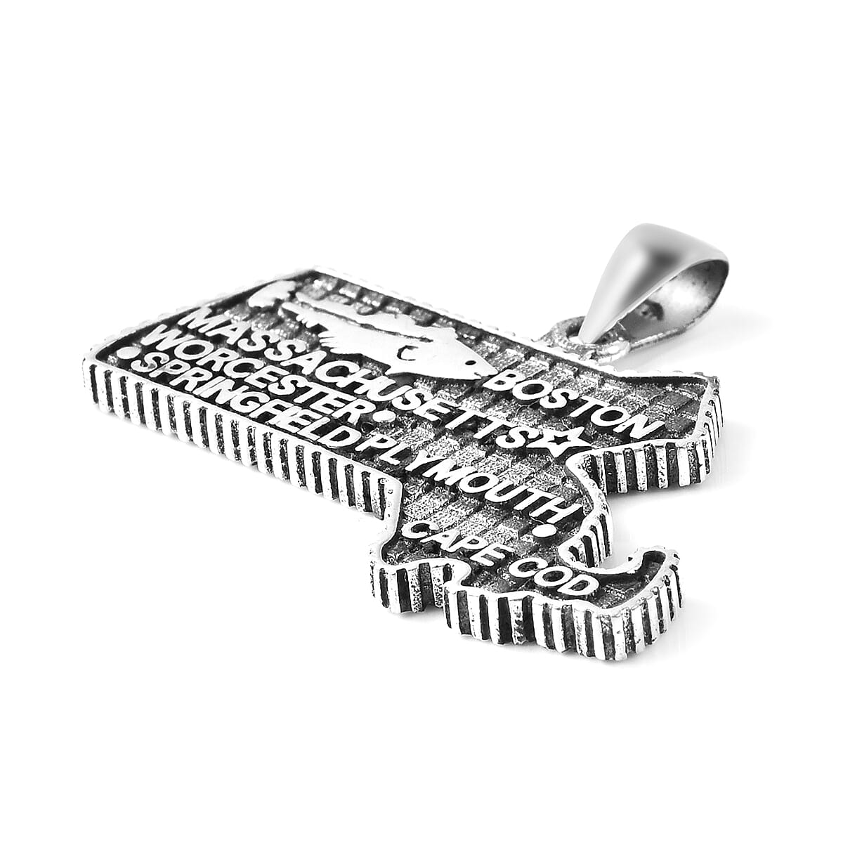 Massachusetts State Map Pendant in Sterling Silver 5.50 Grams