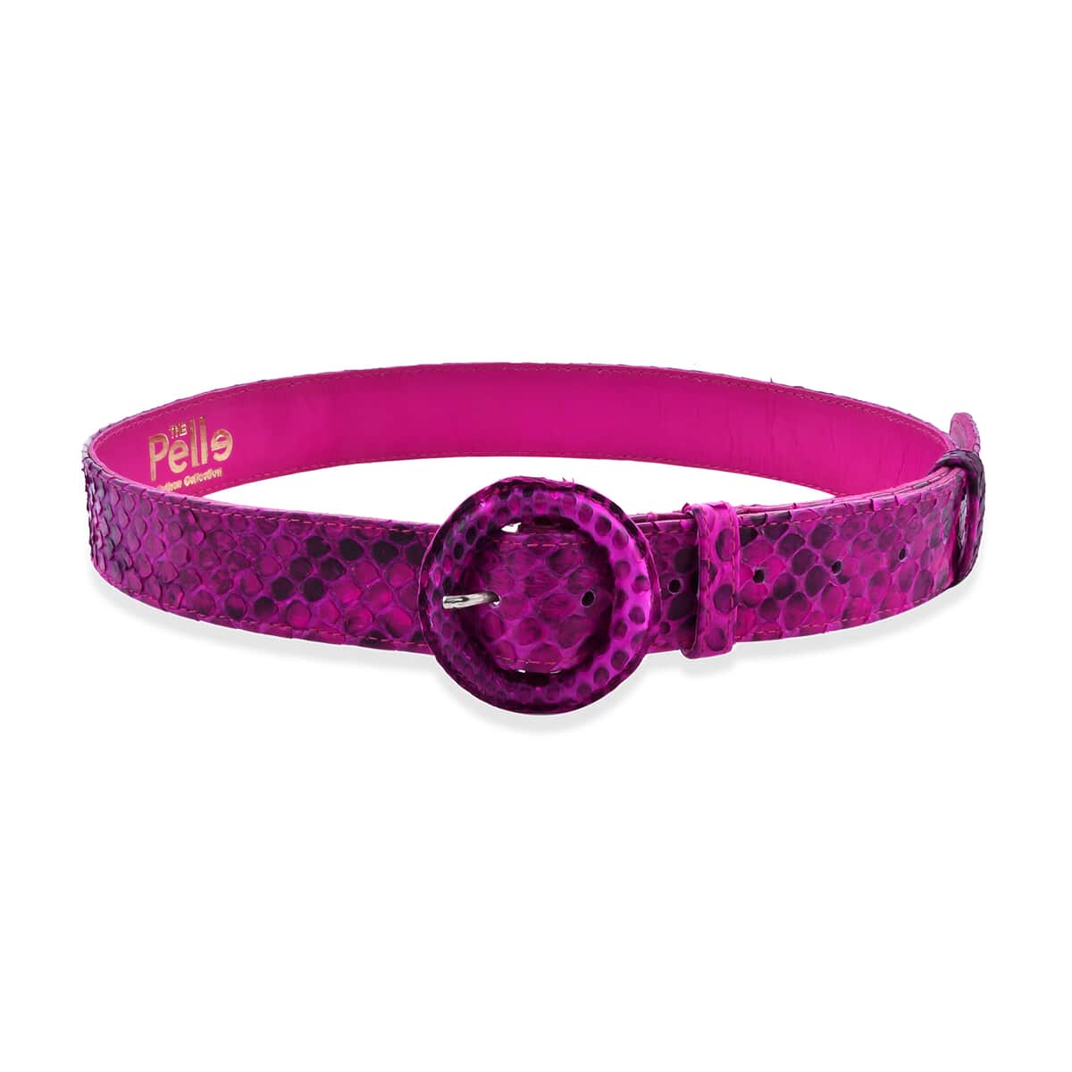 The Pelle Collection Fuchsia 100% Genuine Python Leather Women's Belt - S-M image number 0