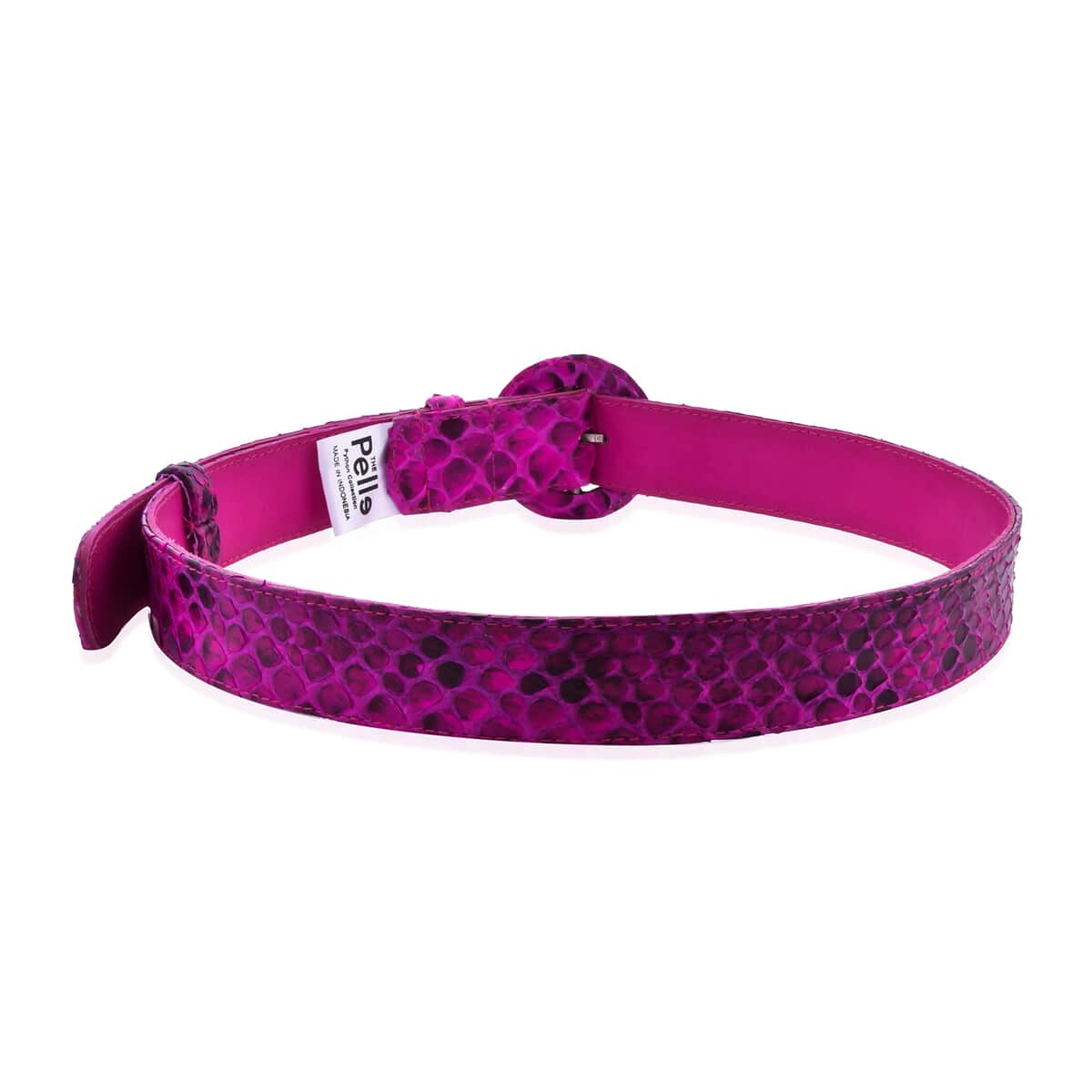The Pelle Collection Fuchsia 100% Genuine Python Leather Women's Belt - S-M image number 1