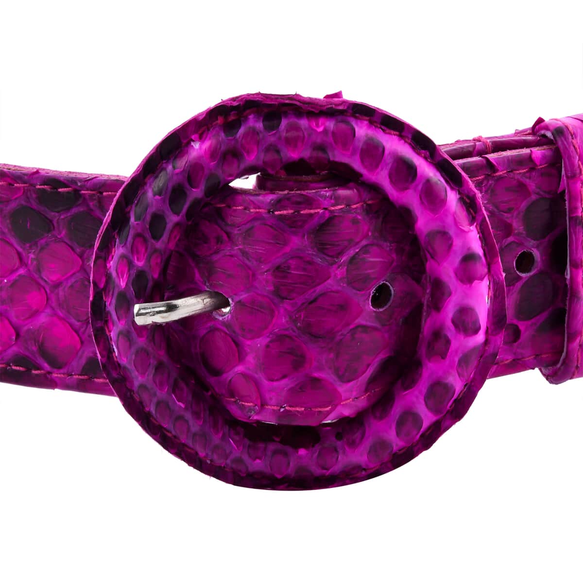 The Pelle Collection Fuchsia 100% Genuine Python Leather Women's Belt - S-M image number 3