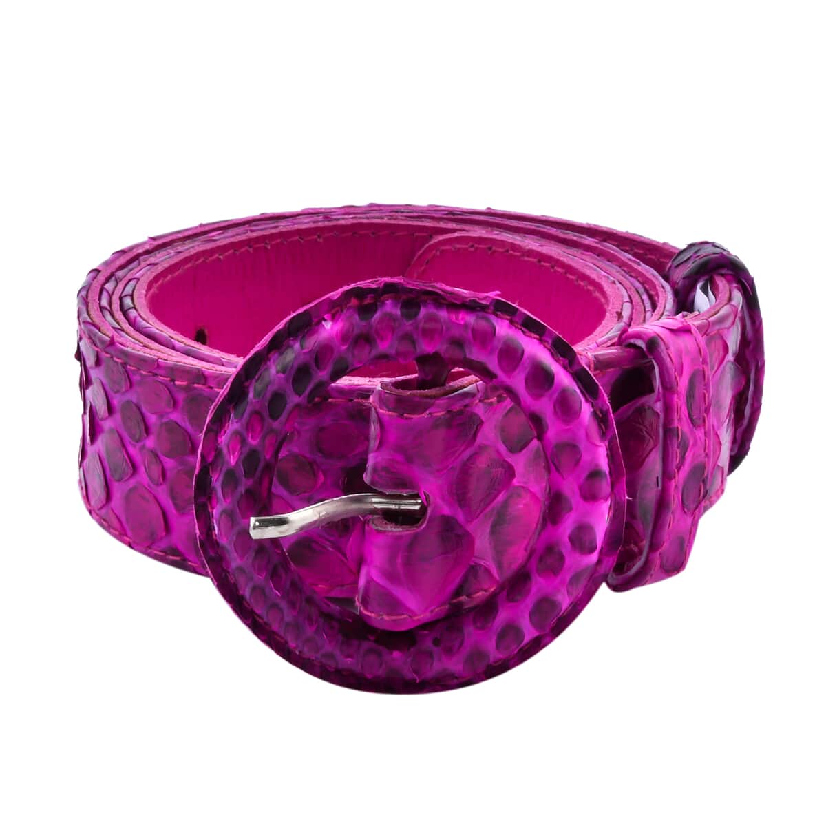 The Pelle Collection Fuchsia 100% Genuine Python Leather Women's Belt - M-L image number 2