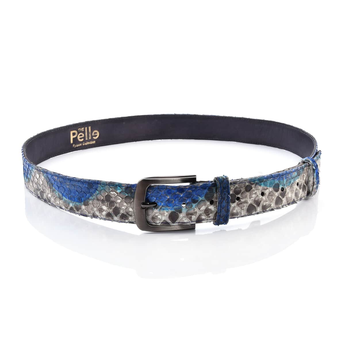 The Pelle Collection Peacock Blue 100% Genuine Python Leather Men's Belt S-M | Genuine Leather Belt for Jeans | Leather Belt for Men image number 0