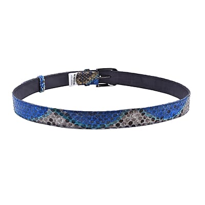 The Pelle Collection Peacock Blue 100% Genuine Python Leather Men's Belt S-M | Genuine Leather Belt for Jeans | Leather Belt for Men