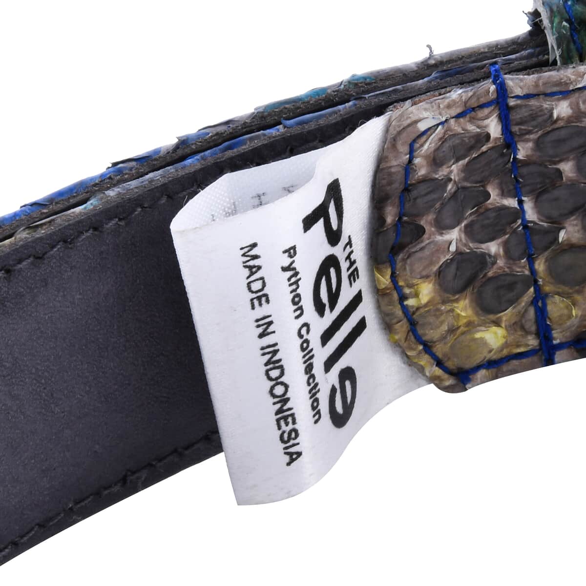 The Pelle Collection Peacock Blue 100% Genuine Python Leather Men's Belt S-M | Genuine Leather Belt for Jeans | Leather Belt for Men image number 4