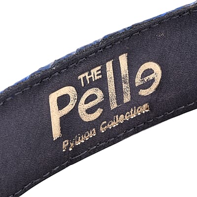 The Pelle Collection Peacock Blue 100% Genuine Python Leather Men's Belt S-M | Genuine Leather Belt for Jeans | Leather Belt for Men