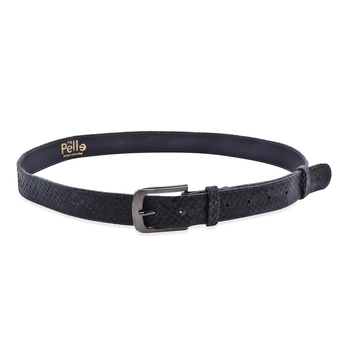 The Pelle Collection Dark Gray 100% Genuine Python Leather Men's Belt S-M | Genuine Leather Belt for Jeans | Leather Belt for Men image number 0