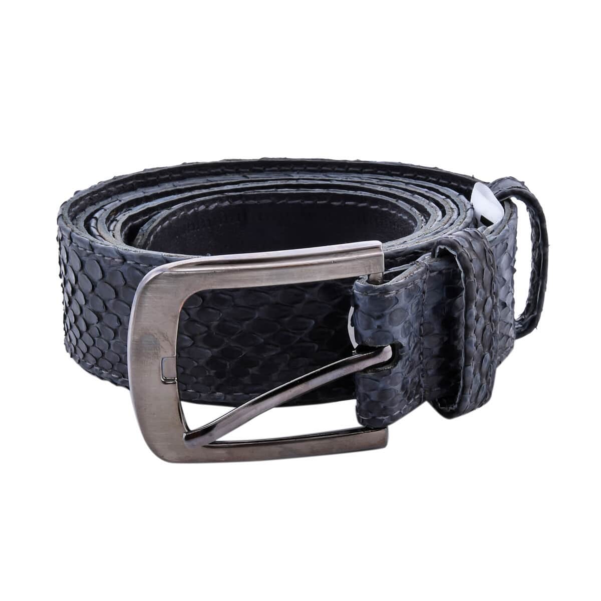 The Pelle Collection Dark Gray 100% Genuine Python Leather Men's Belt M-L, Genuine Leather Belt for Jeans , Leather Belt for Men image number 2