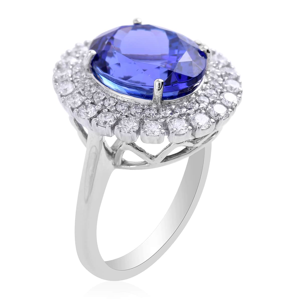 One of a Kind RHAPSODY 950 Platinum AAAA Tanzanite and Diamond E-F VS Cocktail Ring 9.74 Grams 7.70 ctw image number 2