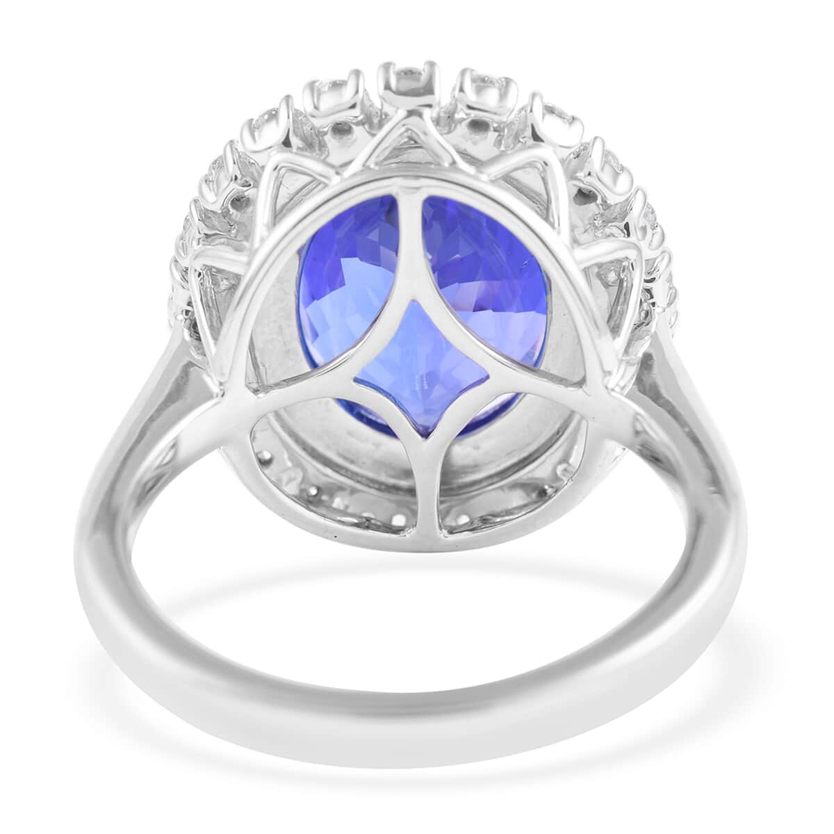 Rhapsody 950 Platinum AAAA Tanzanite and E-F VS Diamond Double Halo Ring (Size 7.0) 9.74 Grams 7.70 ctw image number 3