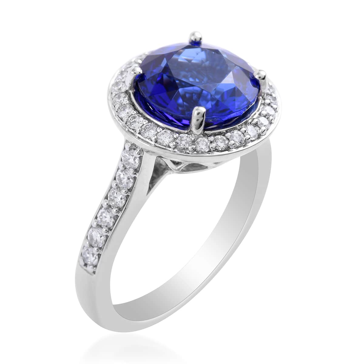 One Of A Kind RHAPSODY 950 Platinum AAAA Tanzanite and E-F VS Diamond Ring (Size 7.0) 7.95 Grams 4.15 ctw image number 2