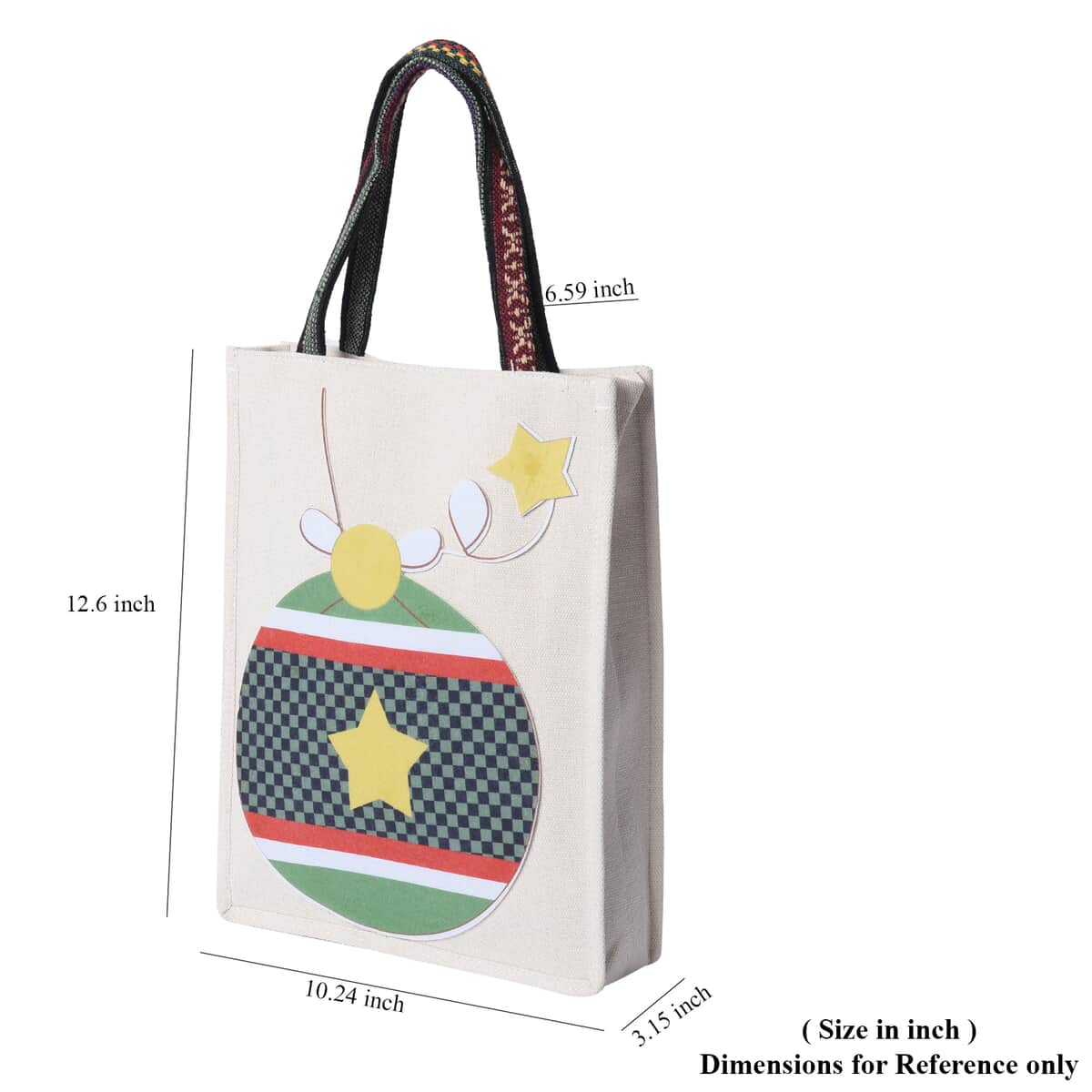 Beige with Ball Pattern Jute Tote Bag image number 4