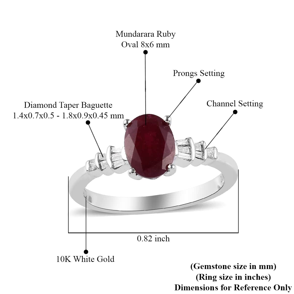 10K White Gold AA Mundarara Ruby and Diamond Ring (Size 7.0) 2.40 Grams 1.65 ctw image number 5