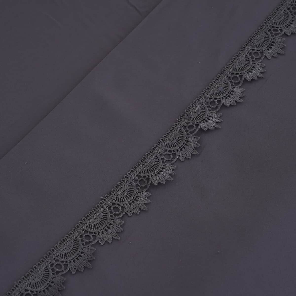HOMESMART Gray Lace Embroidered Microfiber 6 pc Sheet Set - (with 14 inch Deep Pocket)- Queen image number 6