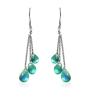 Peacock Quartz (Triplet) Drop Earrings in Sterling Silver 14.75 ctw