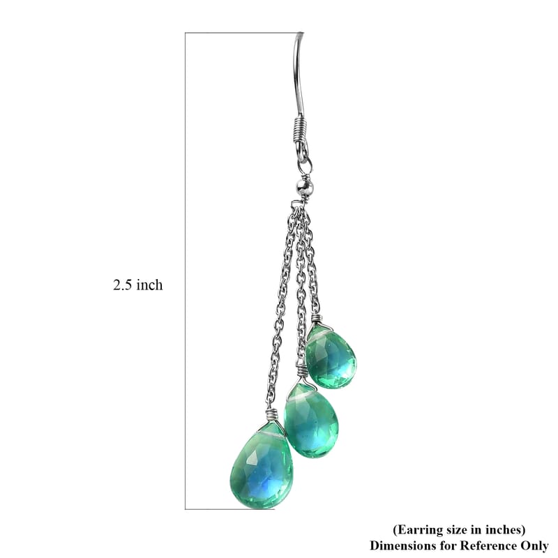 Peacock Quartz (Triplet) Drop Earrings in Sterling Silver 14.75 ctw