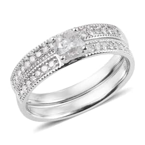 0.75 ctw Diamond G-H I3 Set of 2 Ring in 10K White Gold (Size 8) 3.80 Grams