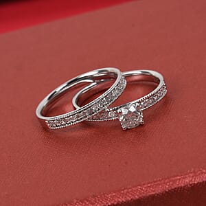 10K White Gold G-H I3 Diamond Set of 2 Ring (Size 7) 0.75 ctw