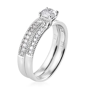 10K White Gold G-H I3 Diamond Set of 2 Ring (Size 7) 0.75 ctw