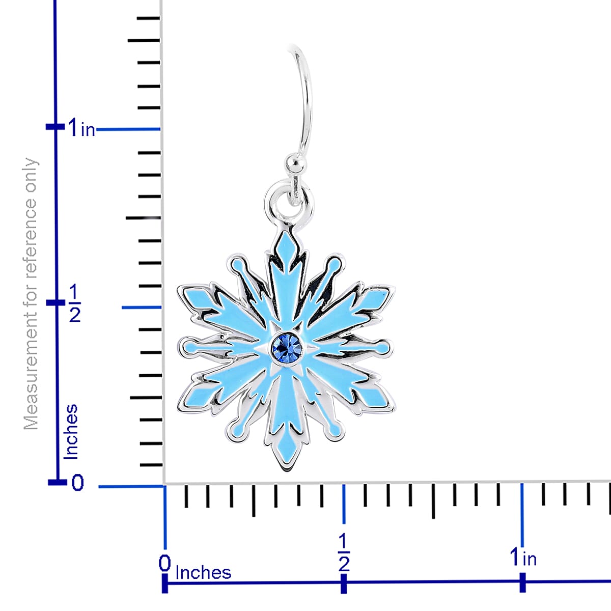 Disney Frozen Blue Austrian Crystal Snowflake Earrings in Silvertone image number 3