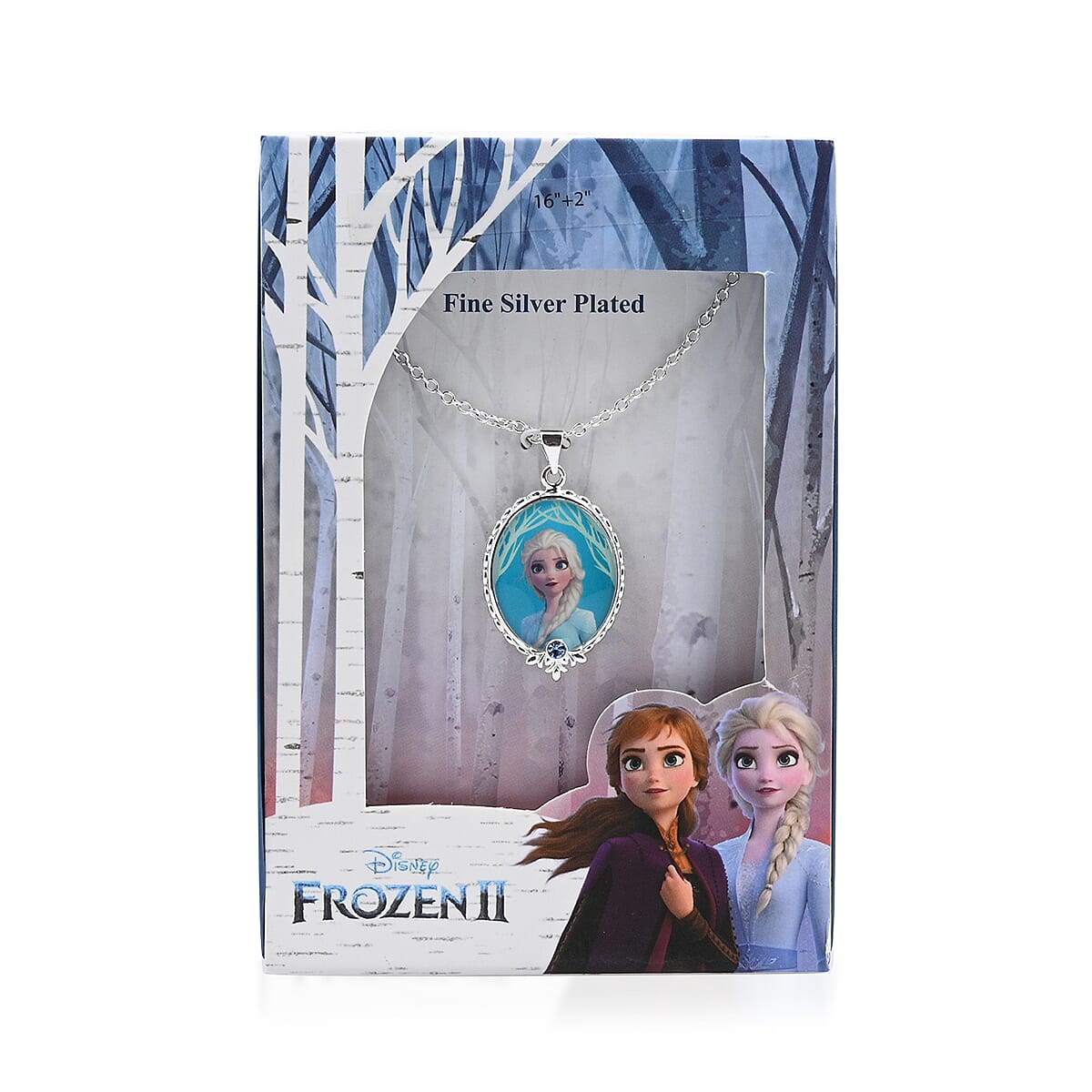 Disney Frozen Elsa Blue Austrian Crystal Pendant 16-18Inch in Silvertone image number 2