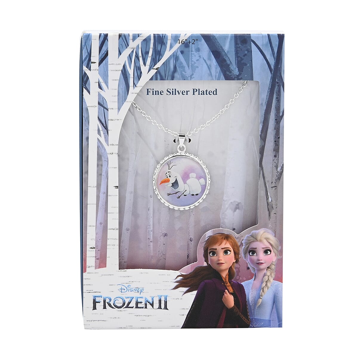 Disney Frozen 2 Olaf Pendant Necklace 16-18Inch in Silvertone image number 2