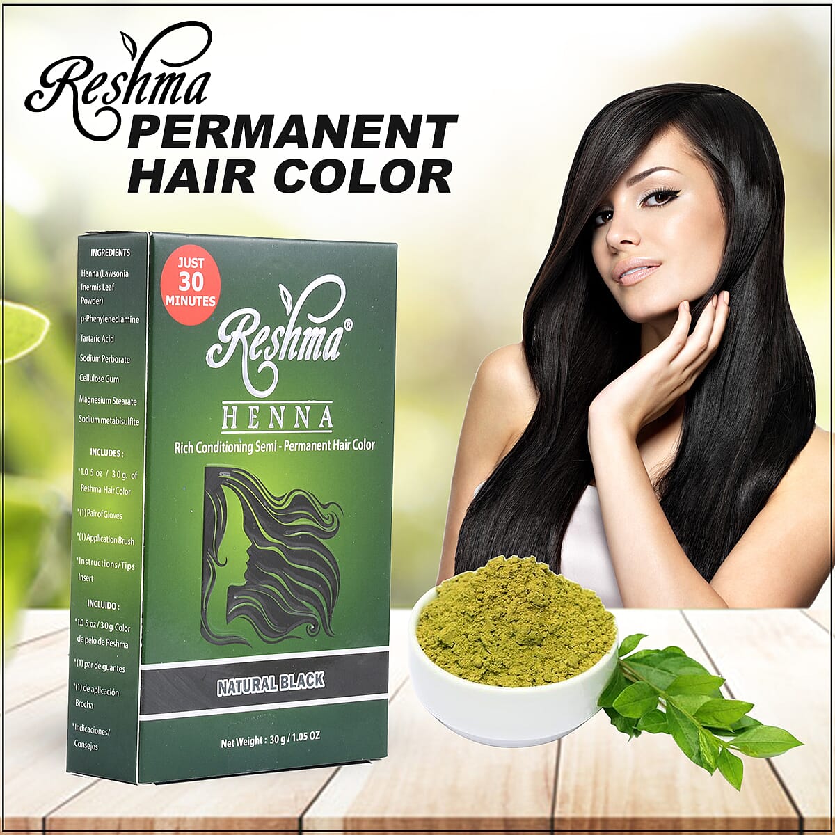 Reshma Henna Rich Conditioning Semi Permanent Hair Color -Natural Black image number 1