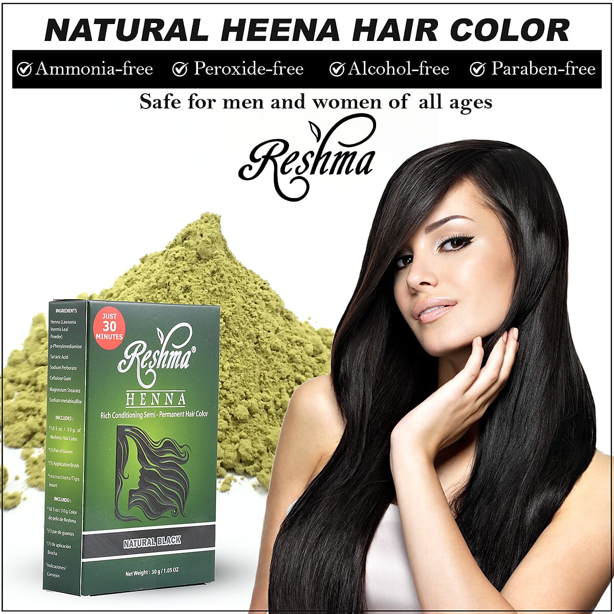 Reshma Henna Rich Conditioning Semi Permanent Hair Color -Natural Black image number 2