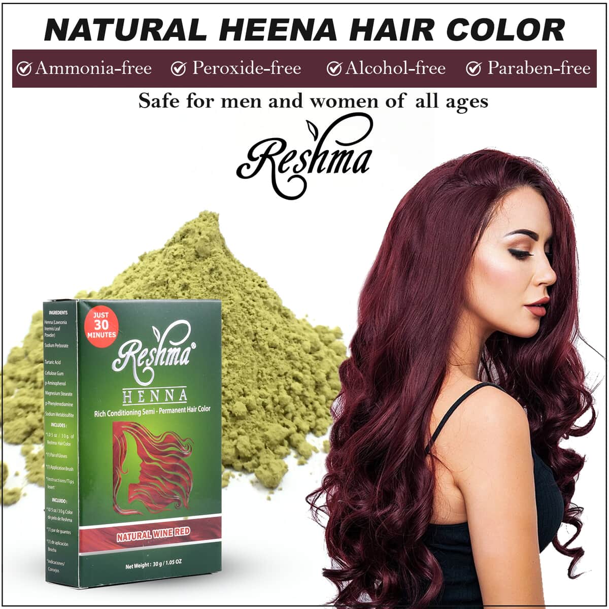 Reshma Henna Rich Conditioning Semi Permanent Hair Color -Natural Wine Red image number 2