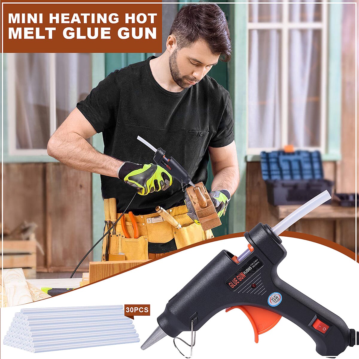 Mini Heating Hot Melt Glue Gun with 30pcs Melt Glue Sticks image number 1