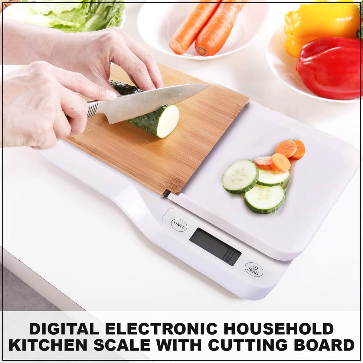 Cutting Board with Digital Electronic Household Kitchen Scale (2xAAA Battery Not Included) image number 1