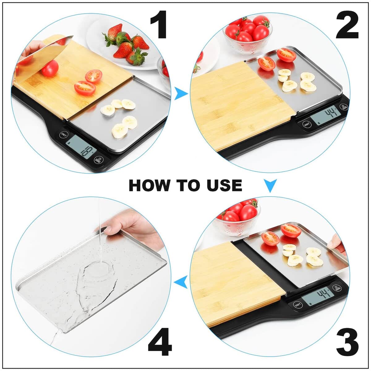 Cutting Board with Digital Electronic Household Kitchen Scale (2xAAA Battery Not Included) image number 2