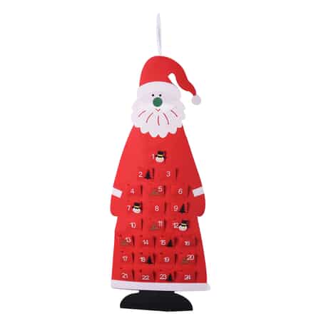 Santa Secret Gift Surprises Red, Black and White Polyester Felt 3D Santa Shaped Christmas Calendar image number 0