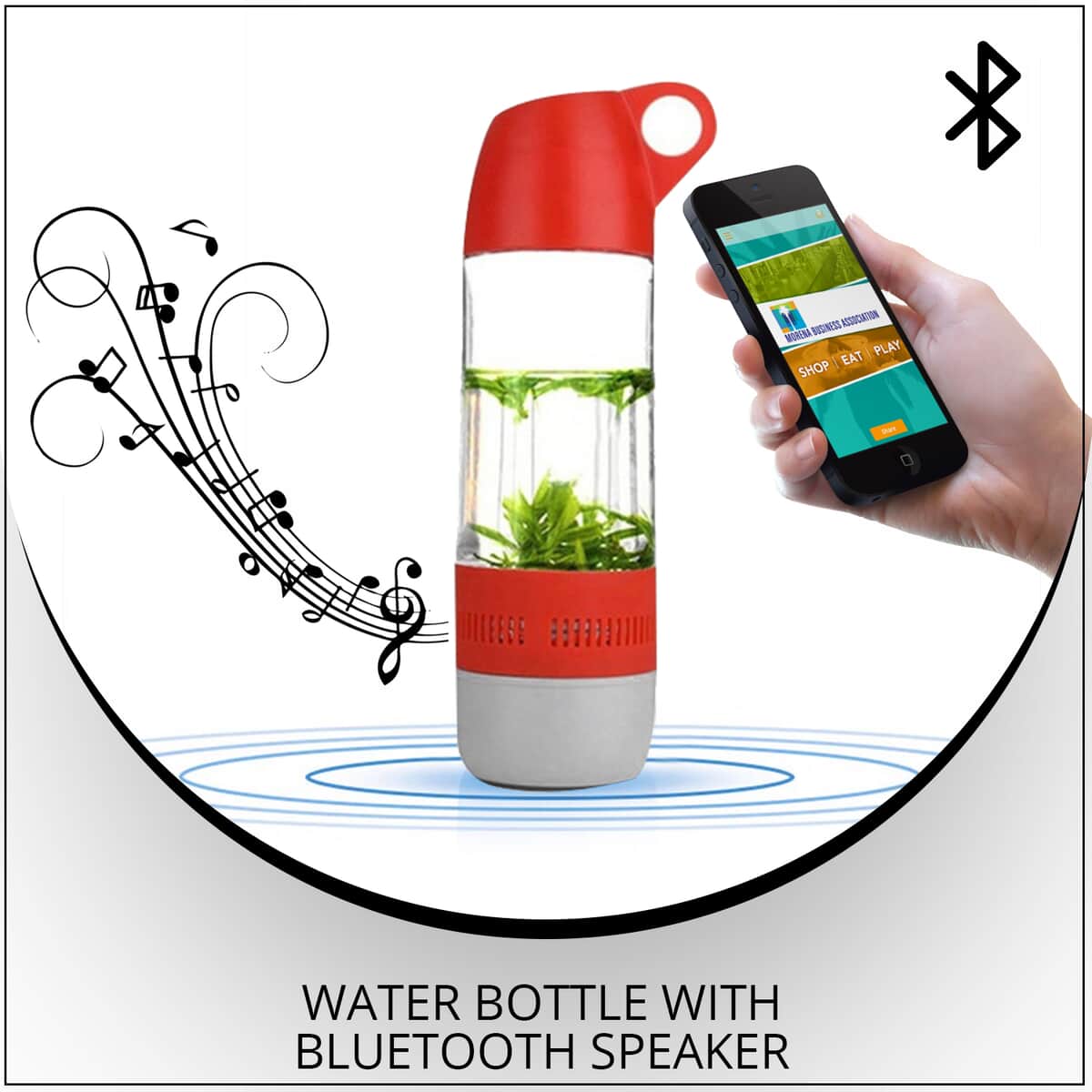 Red 2 in 1 Water Bottle with Bluetooth Speaker (2.64"x2.64"x9.45") image number 1