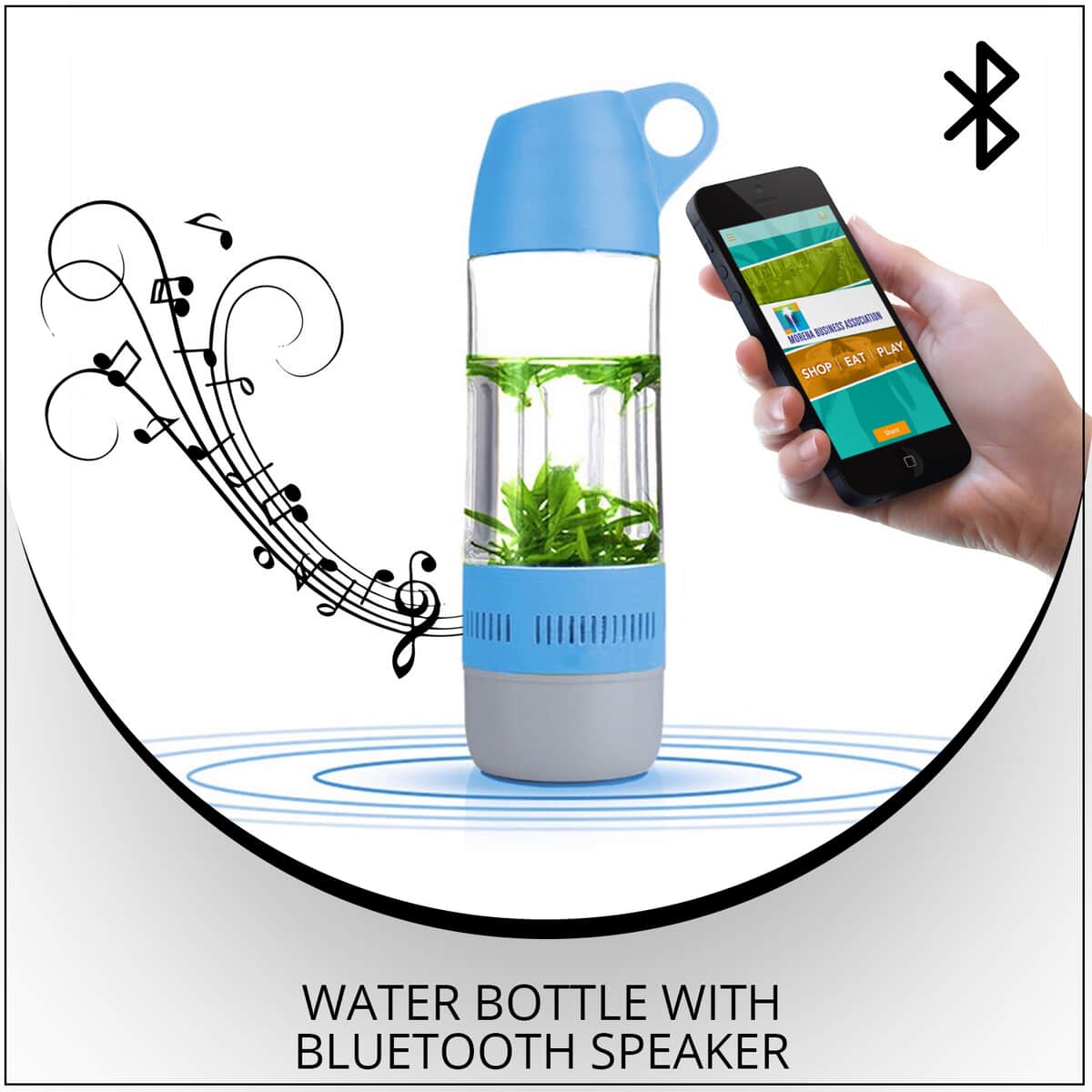 Blue 2 in 1 Water Bottle with Bluetooth Speaker image number 1