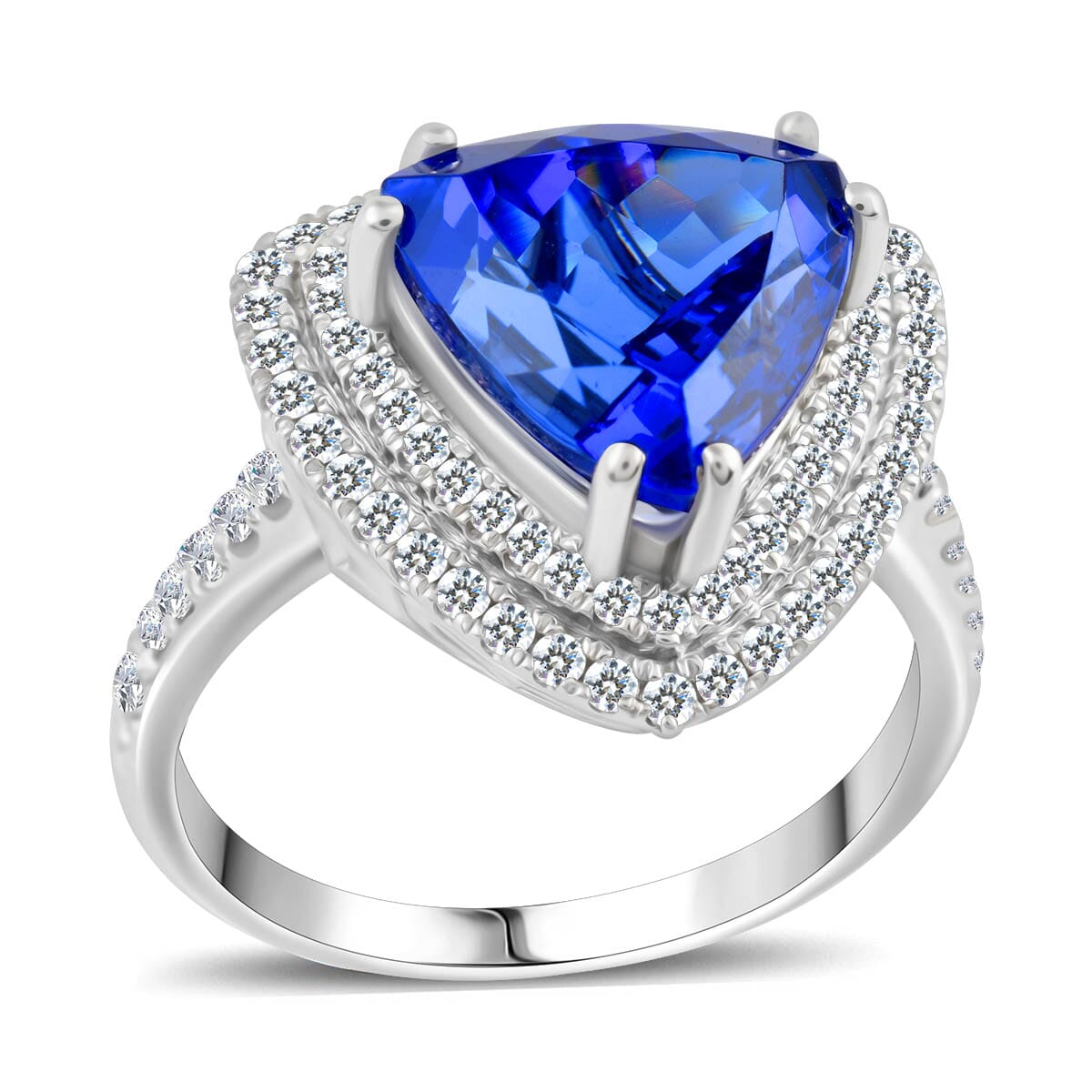 ONE OF A KIND Rhapsody 950 Platinum AAAA Tanzanite and Diamond E-F VS Ring (Size 7.0) 8.75 Grams 5.65 ctw image number 0