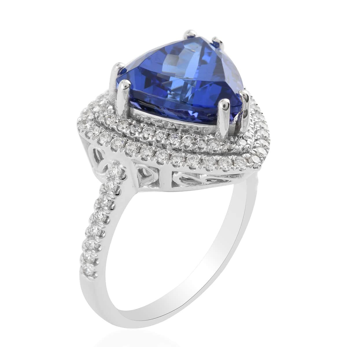ONE OF A KIND Rhapsody 950 Platinum AAAA Tanzanite and Diamond E-F VS Ring (Size 7.0) 8.75 Grams 5.65 ctw image number 2