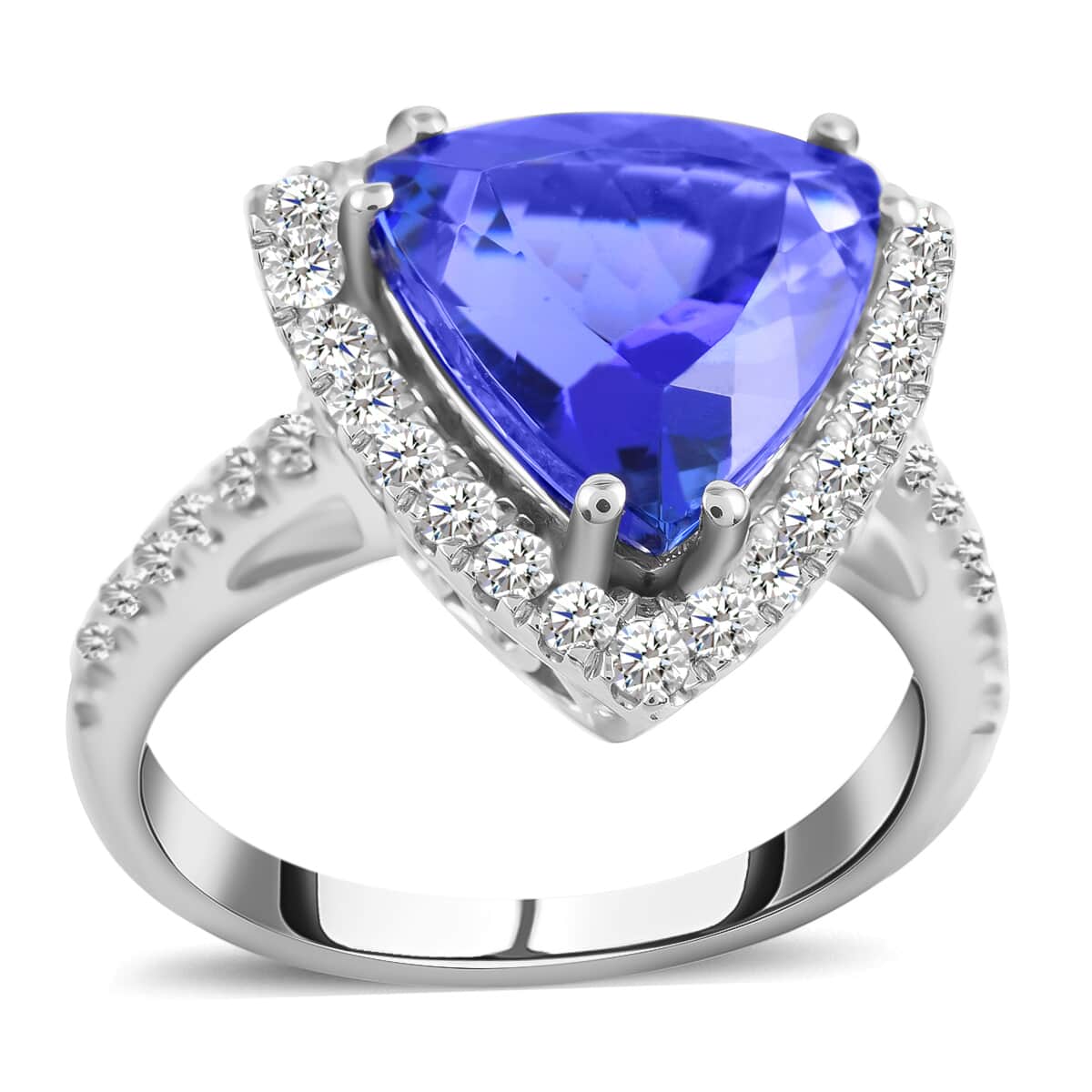 One Of A Kind Rhapsody 950 Platinum AAAA Tanzanite and Diamond E-F VS Ring (Size 7.0) 8.35 Grams 5.80 ctw image number 0