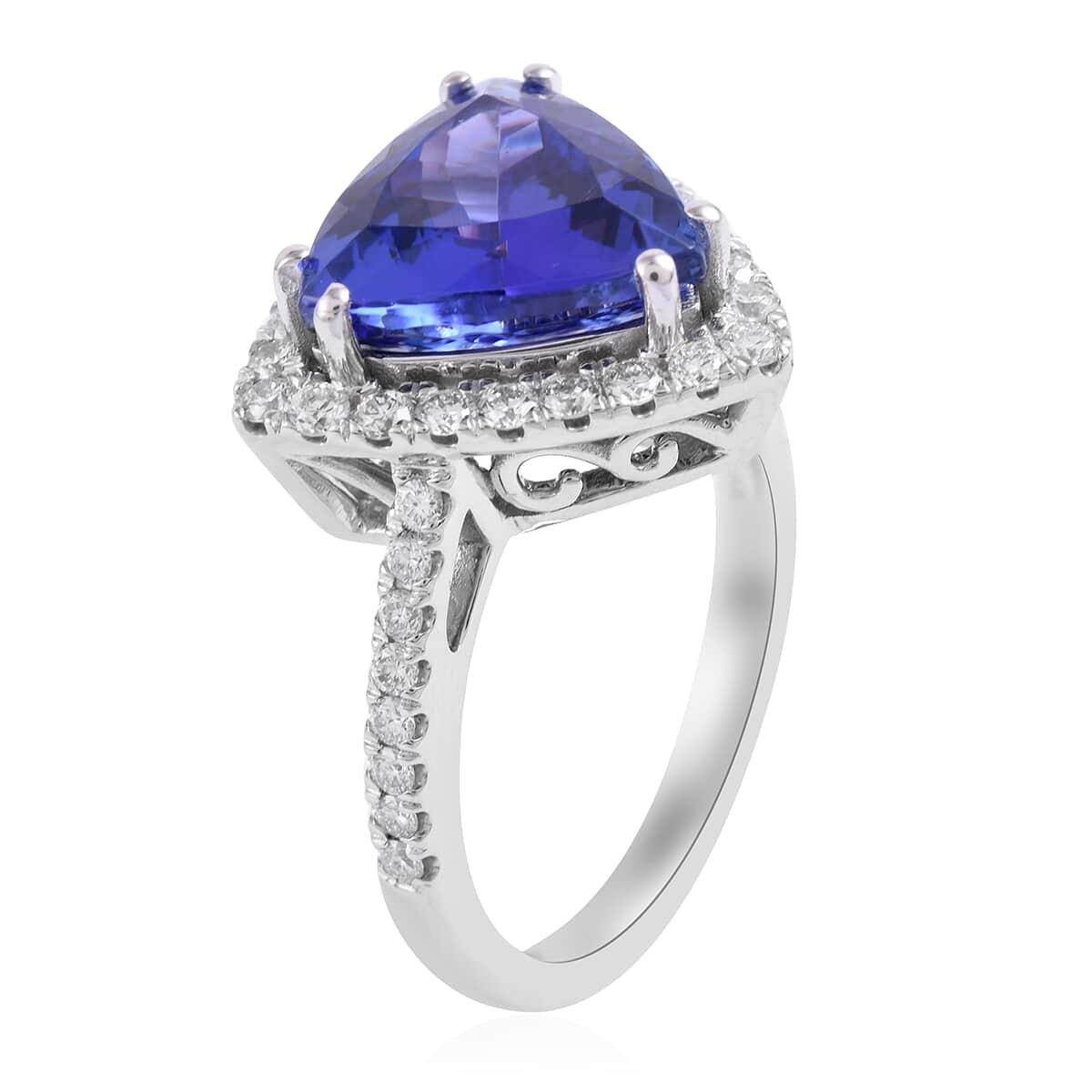 One Of A Kind Rhapsody 950 Platinum AAAA Tanzanite and Diamond E-F VS Ring (Size 7.0) 8.35 Grams 5.80 ctw image number 2